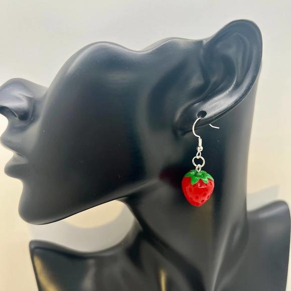 Strawberry Earrings - Red Strawberries - Summer Fruit Earrings - Picture 8 of 8